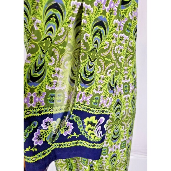 LONDON TIMES 3/4 Peek a Boo Sleeve Shift Dress 16W Keyhole Neckline Retro Green - Picture 7 of 12